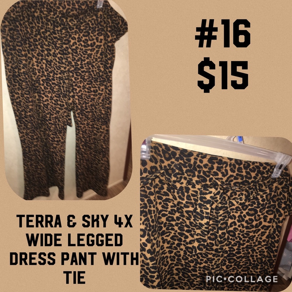 Terra & Sky Wide Leg Dress Pant with Tie